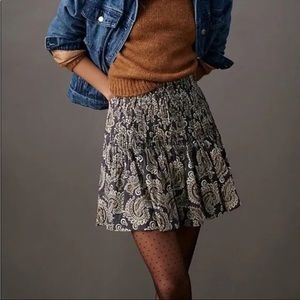 Anthropologie Black and Cream Paisley Mini Skirt
